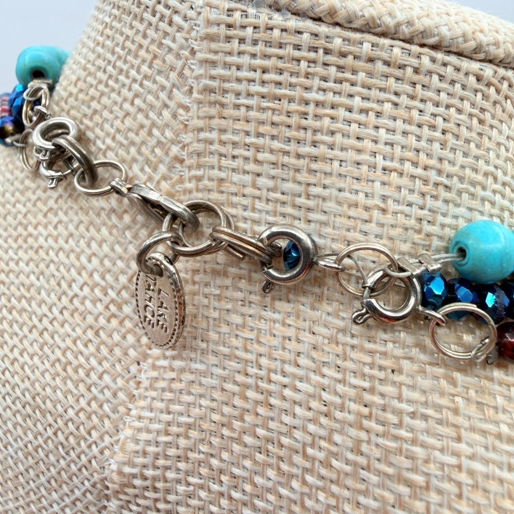 Vintage Y2K Multi Strand Beaded Turquoise Pearl Necklace Boho Statement Jewelry - Picture 12 of 14